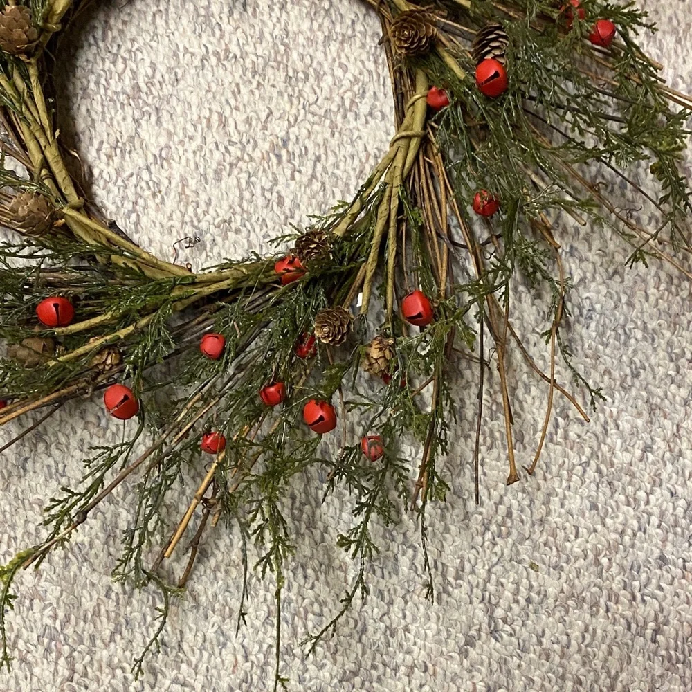 Festive Green and Red Holiday Wreath